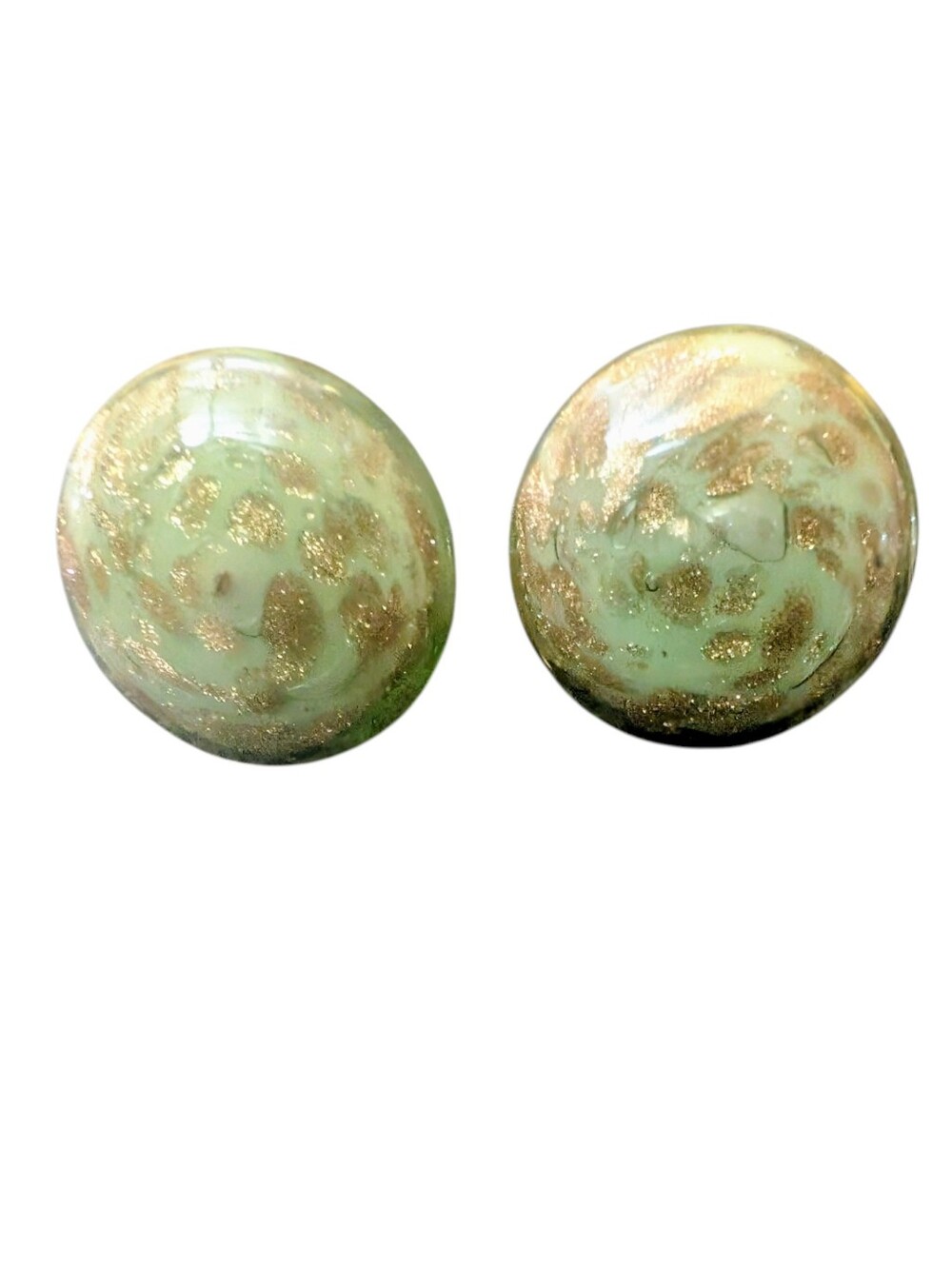 Authentic GlassOfVenice Murano Glass Starlight ClipOn Earrings Seafoam Gold